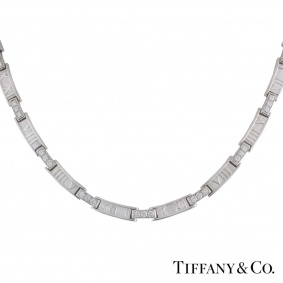 Tiffany & Co 18k White Gold Atlas Necklace 1.50ct